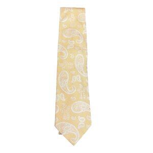 Faconnable Men's 100% Silk Necktie Gold Paisley Design